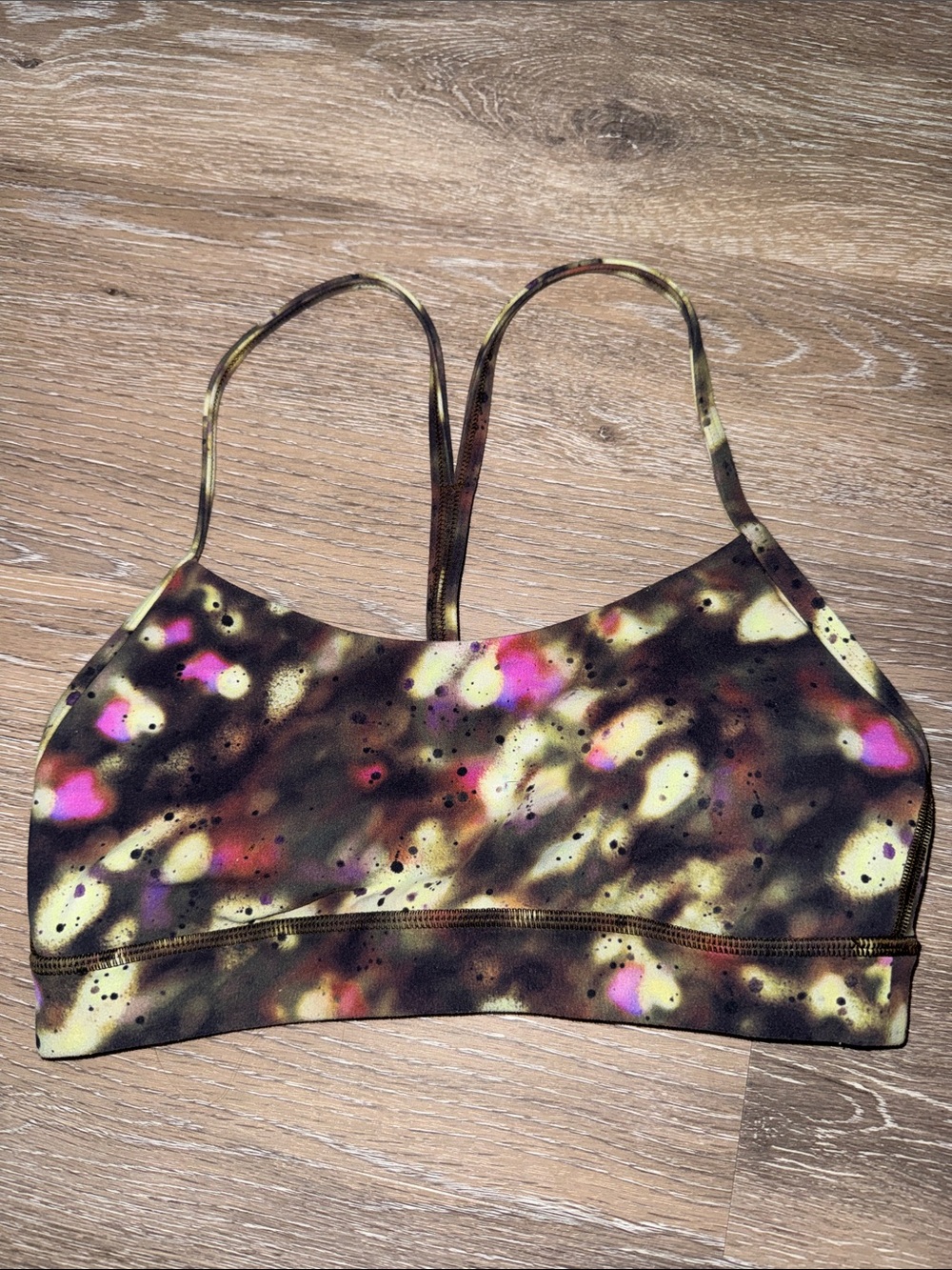 lululemon athletica Brown, Black & Pink Print Strappy Sports Bra